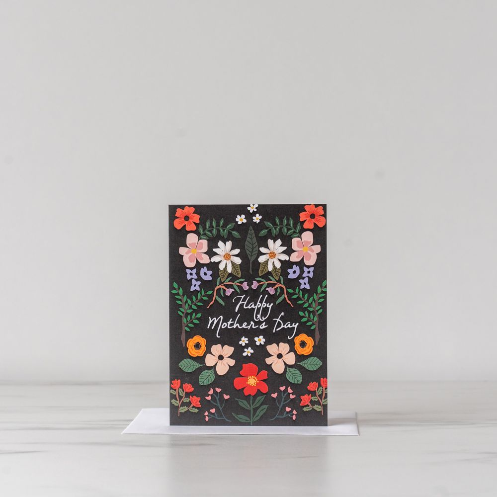 Black & Floral Mother's Day Card