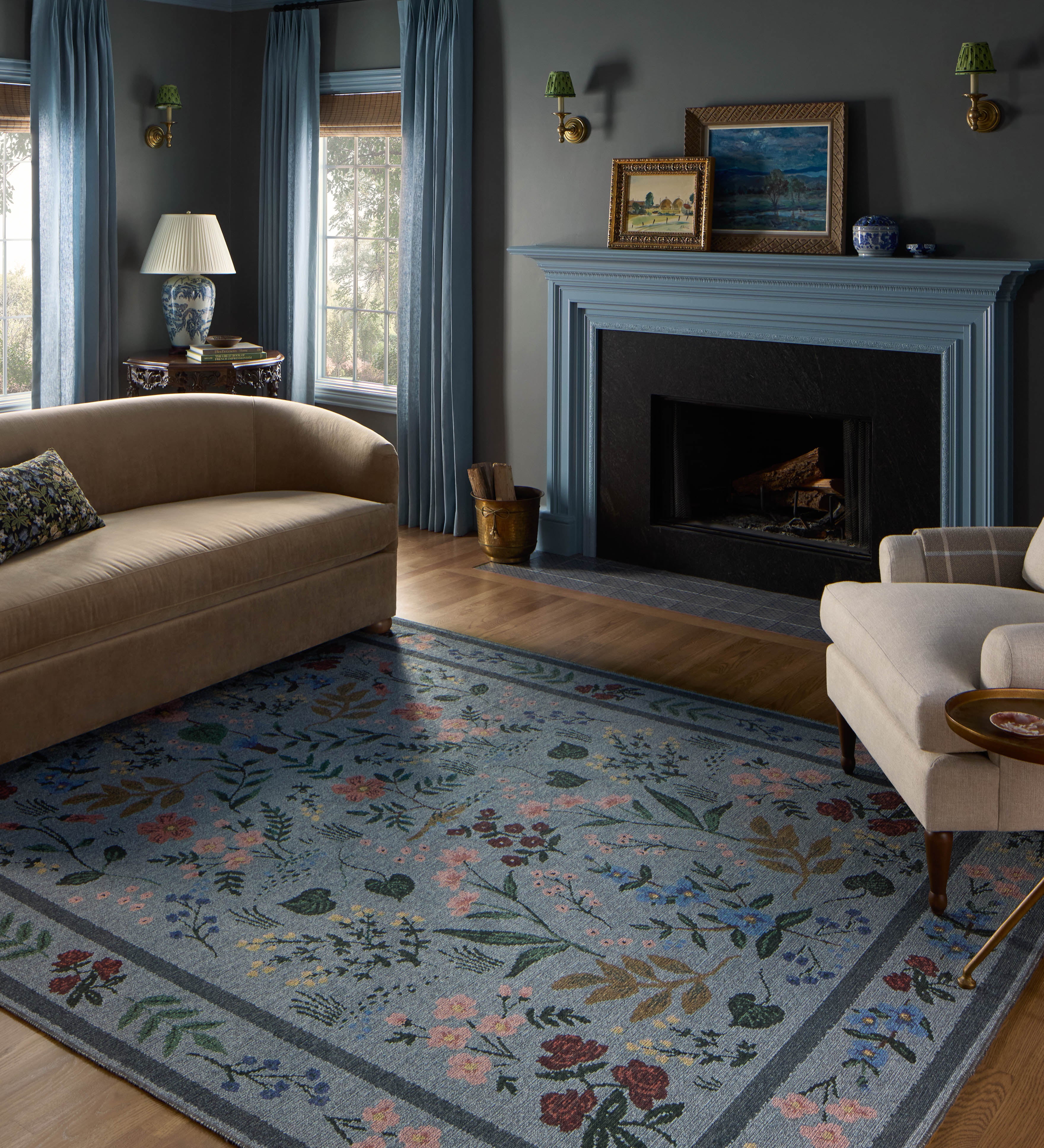 Rifle Paper Co. x Loloi Wildwood Blue Rug