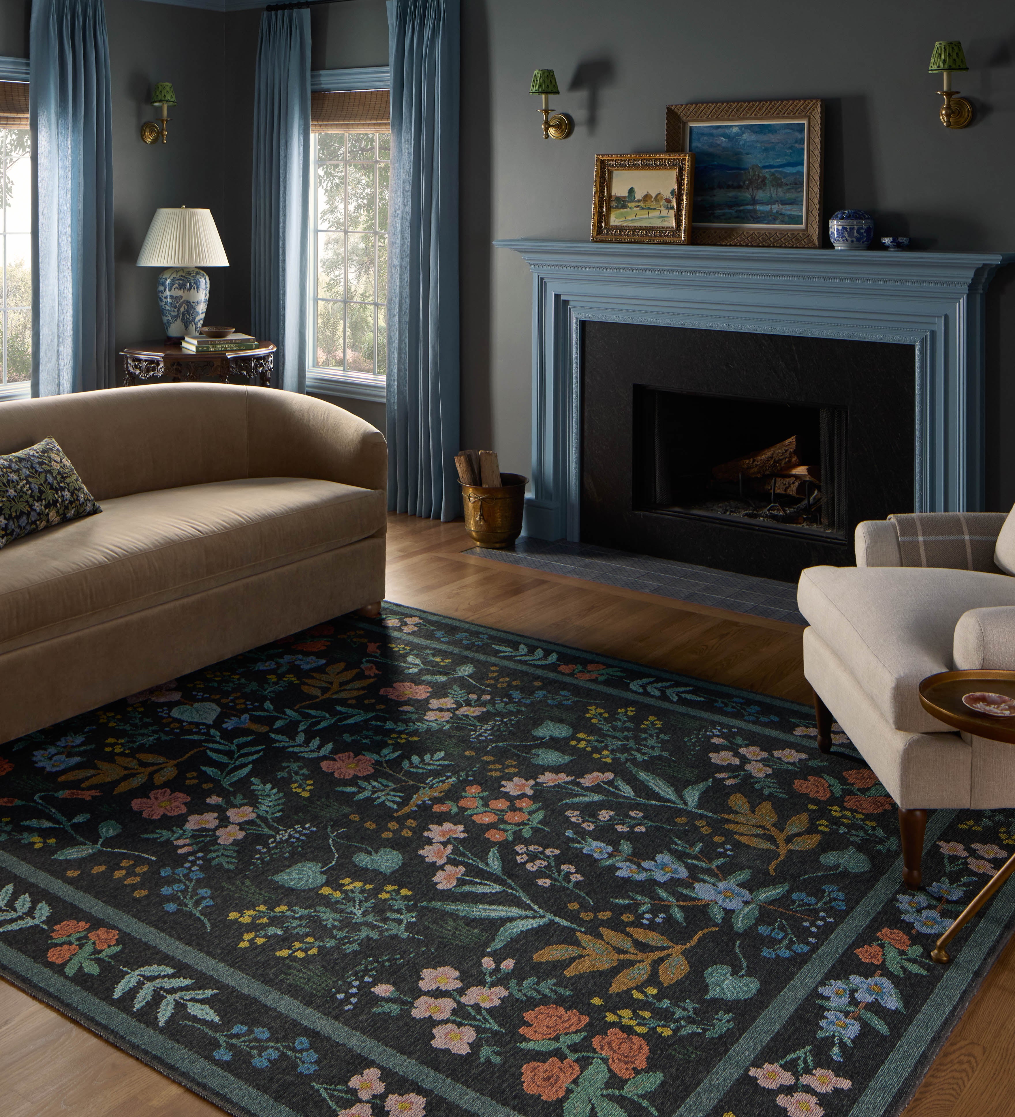 Rifle Paper Co. x Loloi Wildwood Charcoal Rug