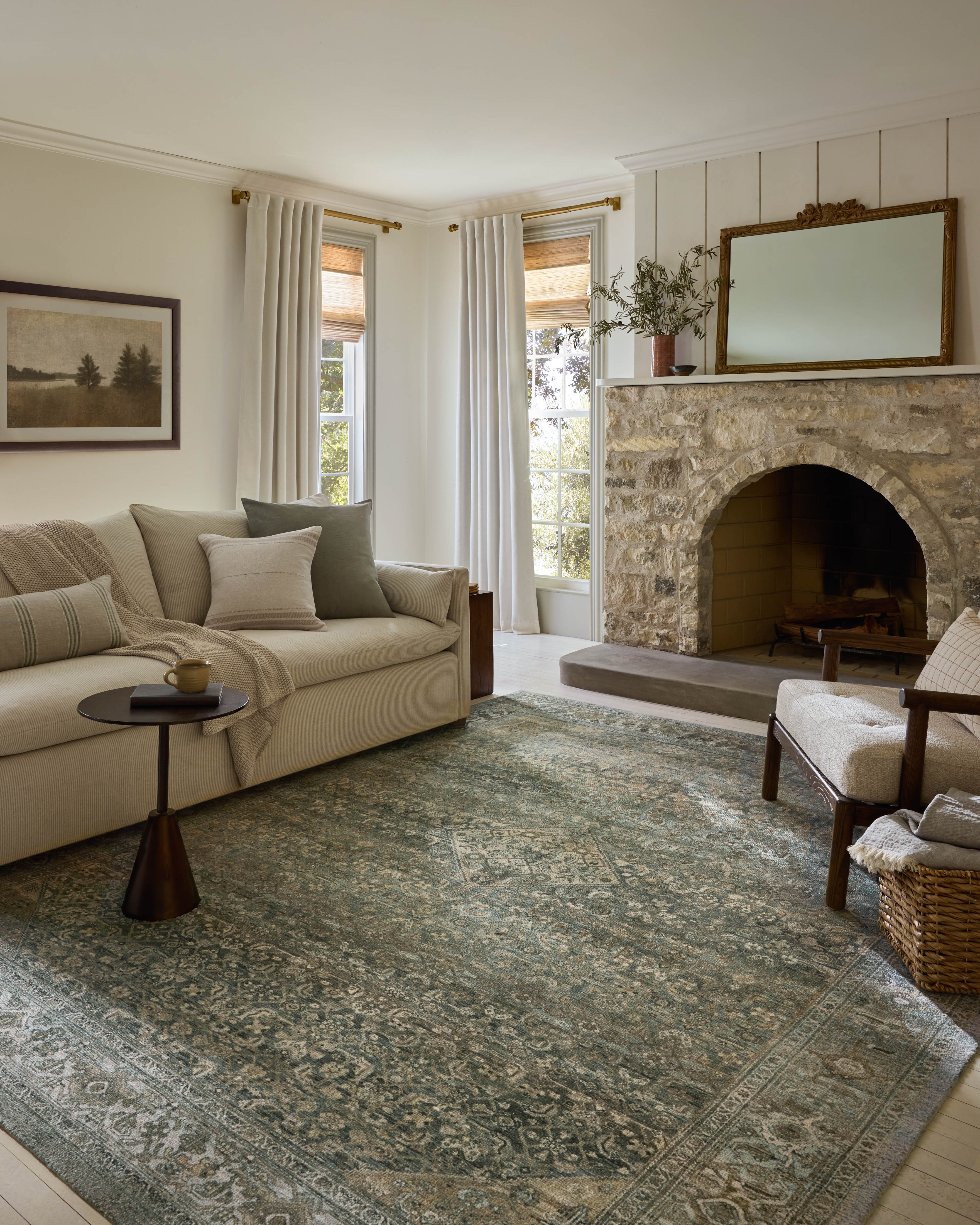Magnolia Home by Joanna Gaines x Loloi Wimberly Lagoon / Wheat Rug RUGS - synthetic Loloi 18" x 18" sample
