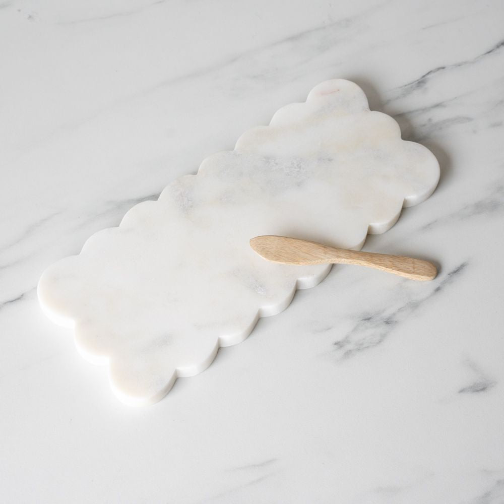 Marble Cheese Board with Scalloped Edge - Rug & Weave