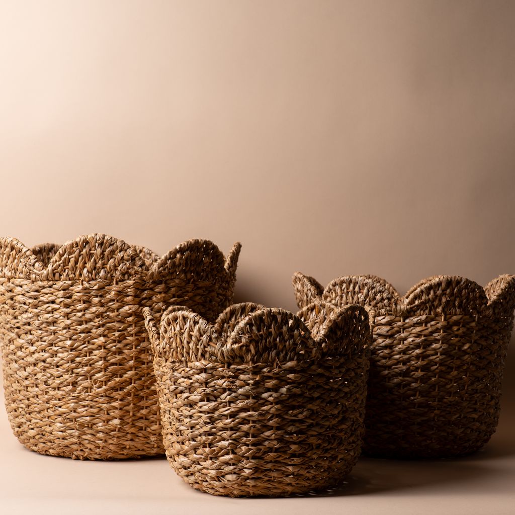 Storage Baskets with Decorative Scalloped Edge basket Creative Co-op (DYA)