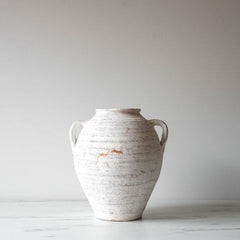 Medium Antique Whitewash Clay Pot with Handles - Rug & Weave