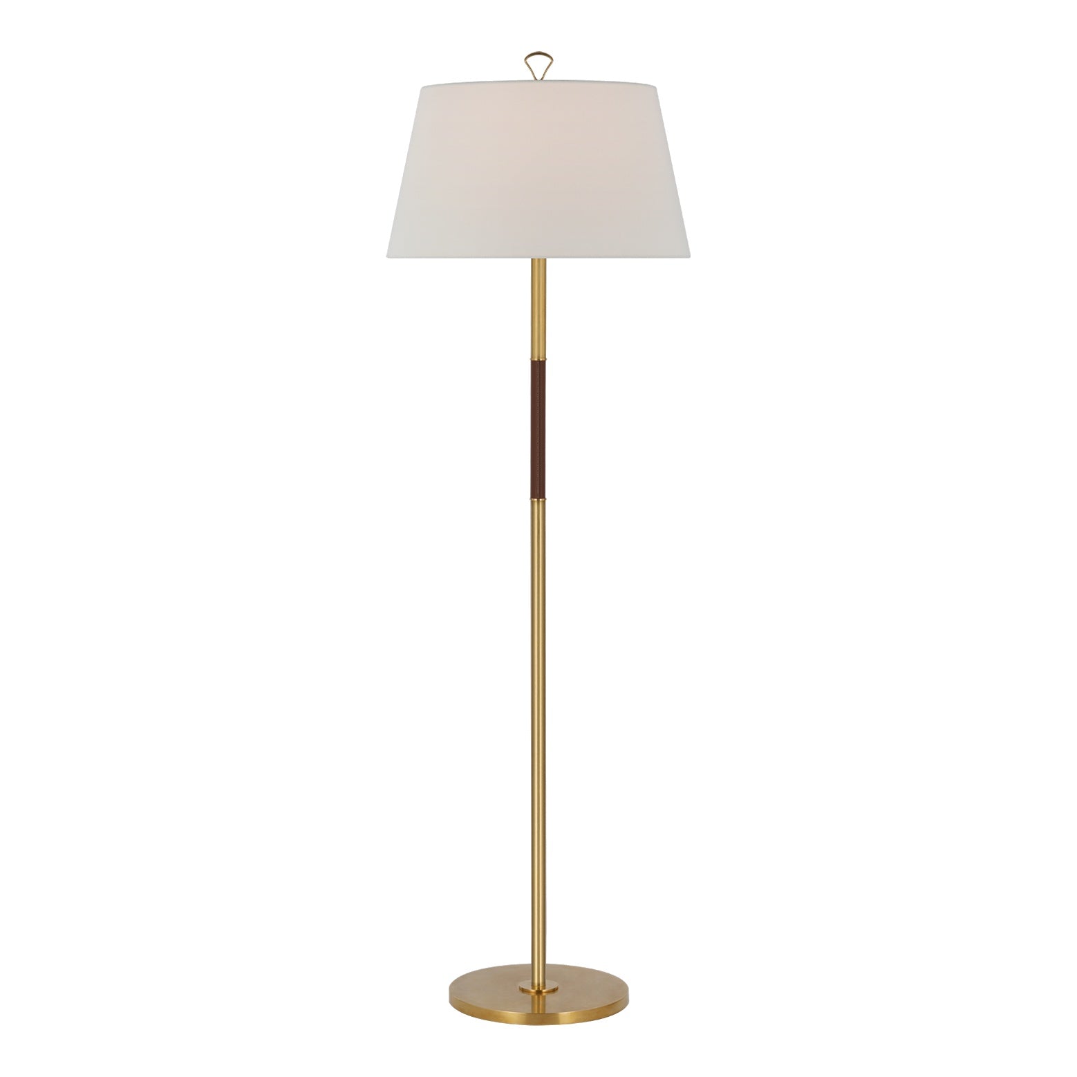 Griffin Large Floor Lamp LIGHTING - floor lamp Visual Comfort - Signature Hand-Rubbed Antique Brass and Saddle Leather