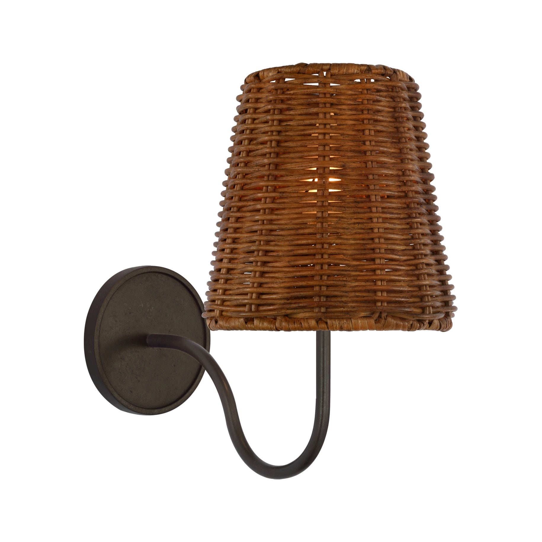Lyndsie Small Sconce LIGHTING - sconce Visual Comfort - Signature Aged Iron 4" x 6" x 6.5" Dark Wicker
