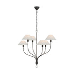 Griffin Large Staggered Tail Chandelier LIGHTING - chandelier Visual Comfort Bronze and Chocolate Leather