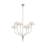 Griffin Large Staggered Tail Chandelier LIGHTING - chandelier Visual Comfort Polished Nickel and Parchment Leather