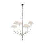 Griffin Large Staggered Tail Chandelier LIGHTING - chandelier Visual Comfort Polished Nickel and Parchment Leather