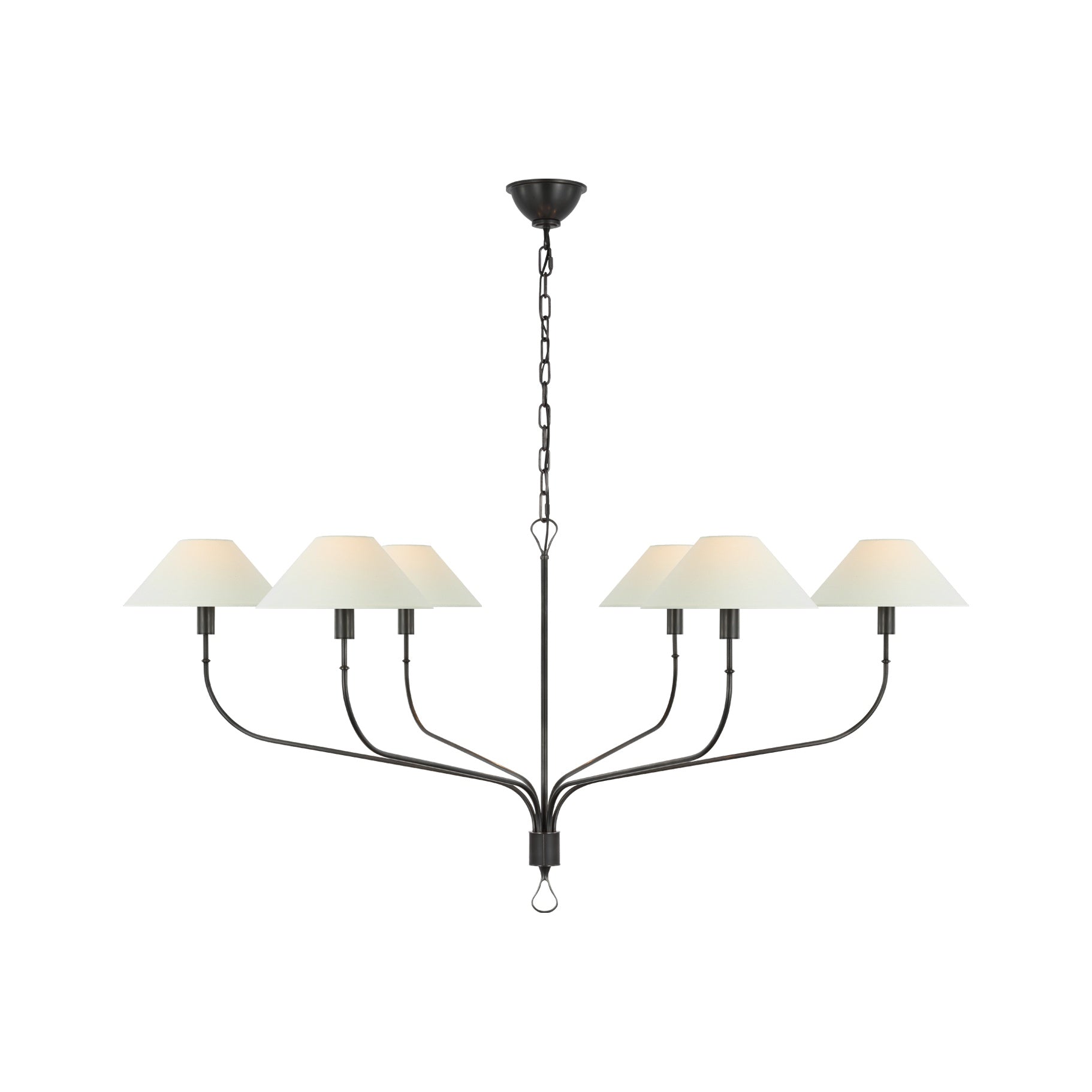 Griffin Extra Large Tail Chandelier LIGHTING - chandelier Visual Comfort Bronze and Chocolate Leather