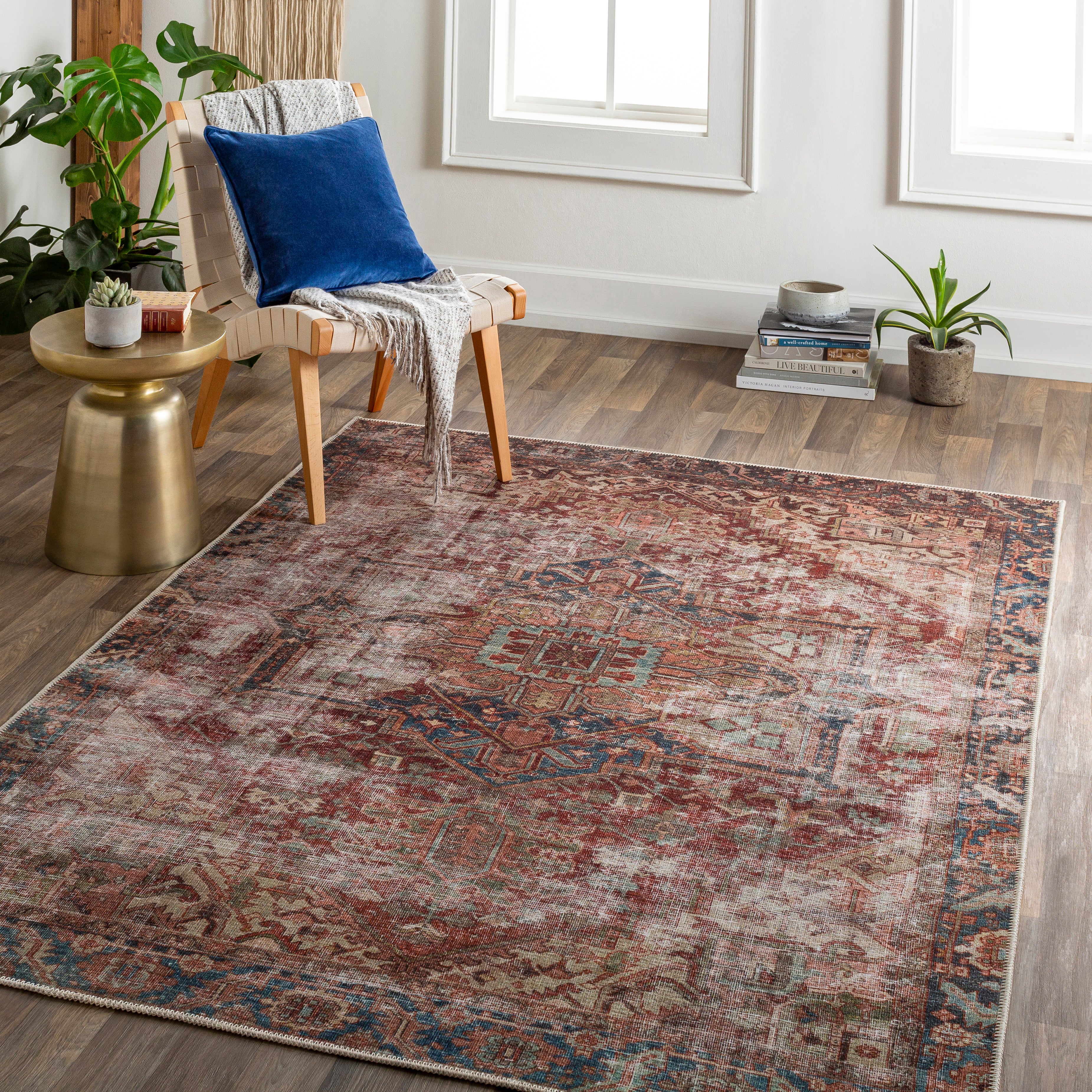 Aria Brick / Midnight Washable Rug RUGS - synthetic Surya