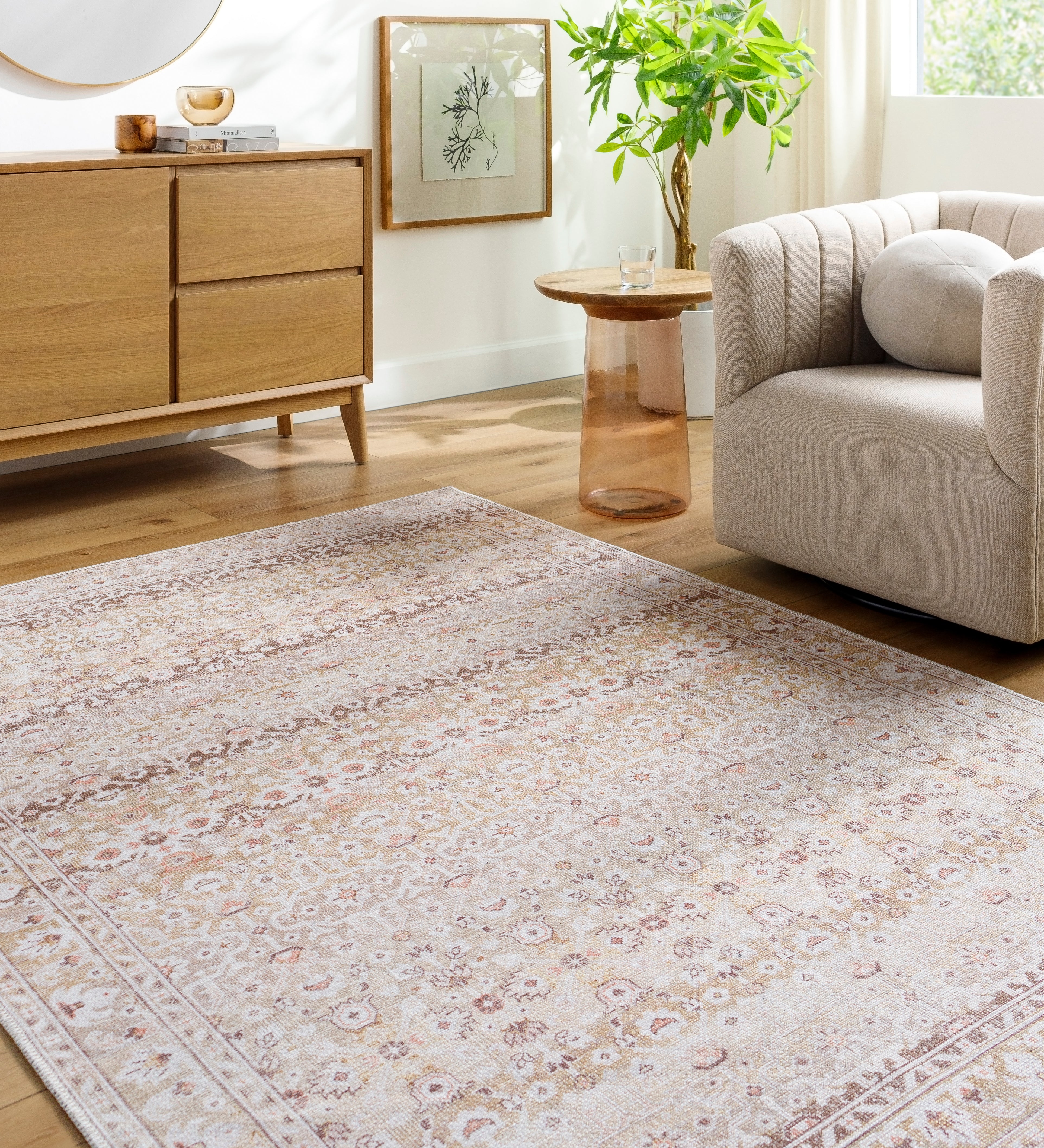 Aria Camel / Rust Washable Rug RUGS - synthetic Surya