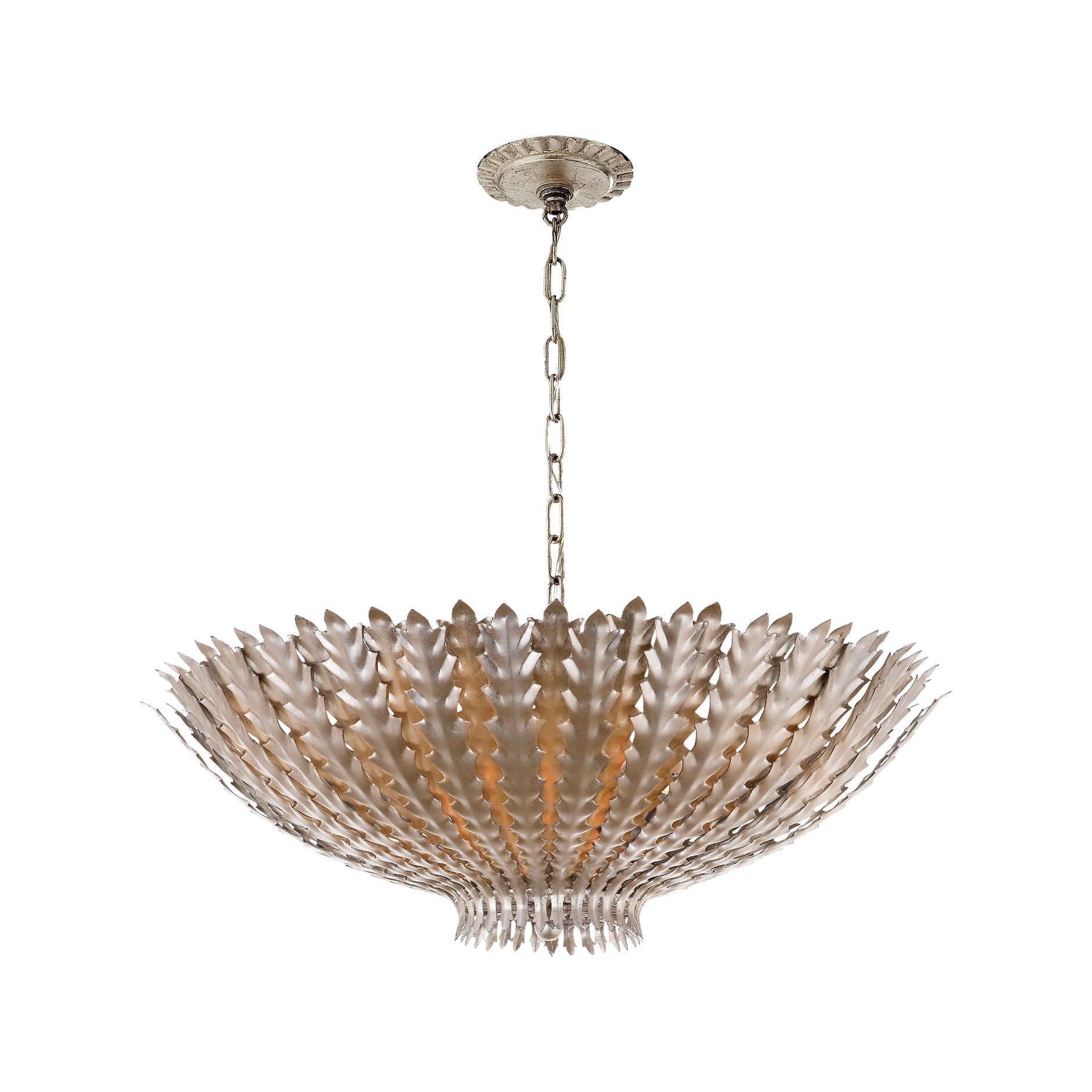 Hampton Medium Chandelier LIGHTING - chandelier Visual Comfort Burnished Silver Leaf