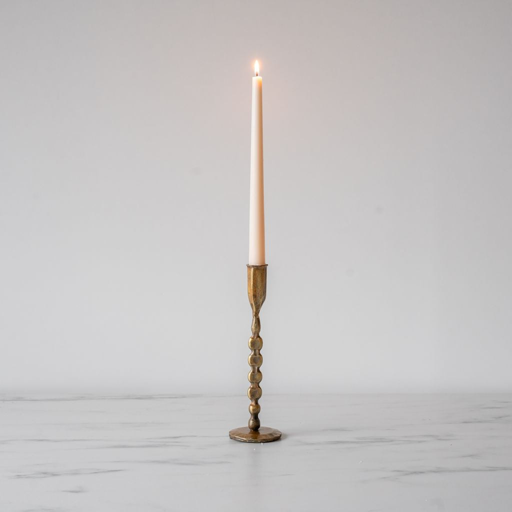 Twisted Antiqued Brass Candle Holder - Rug & Weave
