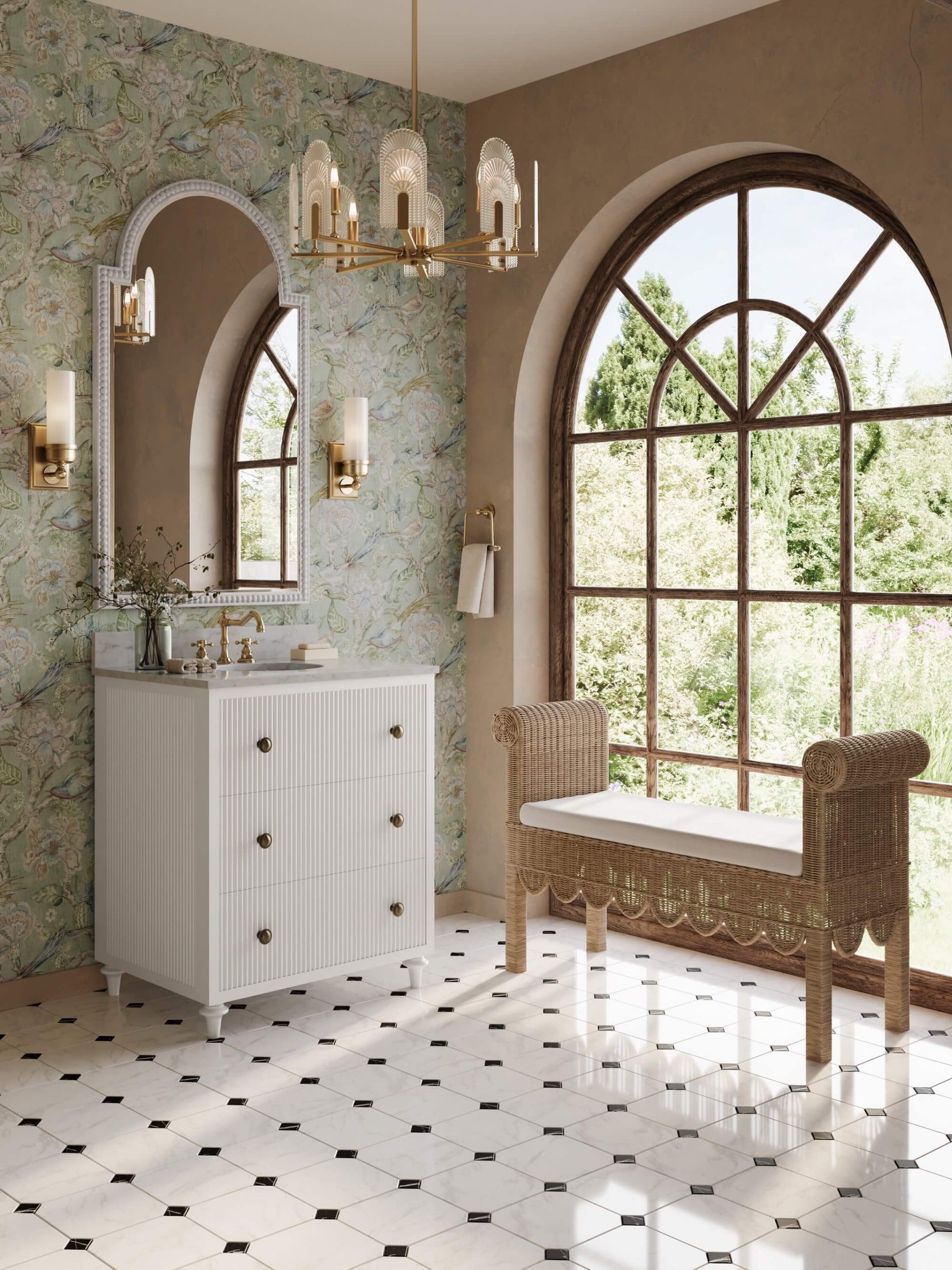 Newport Scalloped Bench FURNITURE - ottoman Bramble