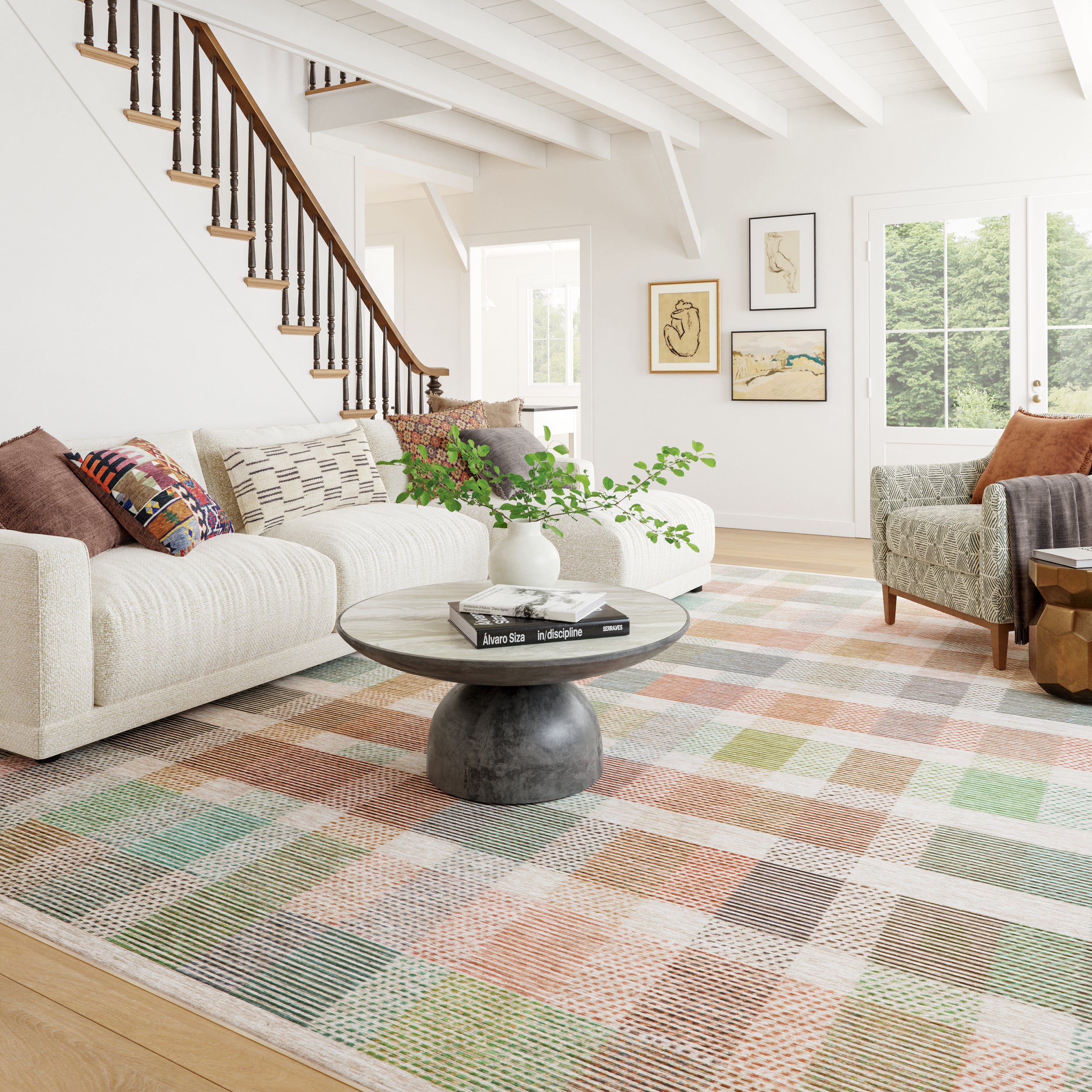 Chanan Farmhouse Plaid Machine Washable Rug RUGS - synthetic Dash & Albert