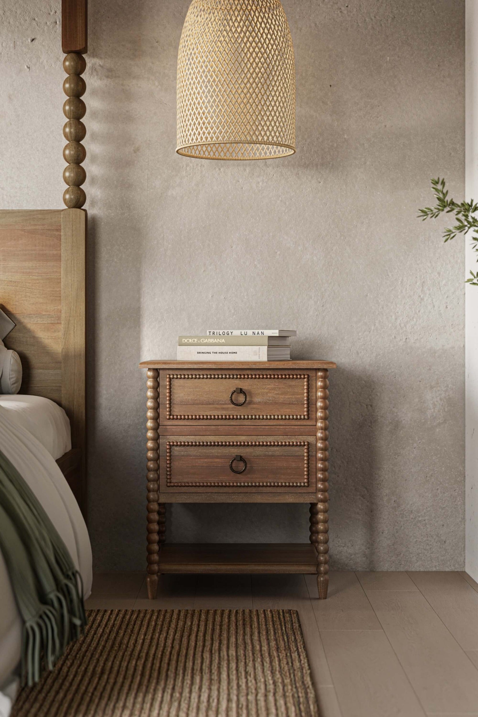 Cholet 2 Drawer Bedside Table FURNITURE - nightstand Bramble