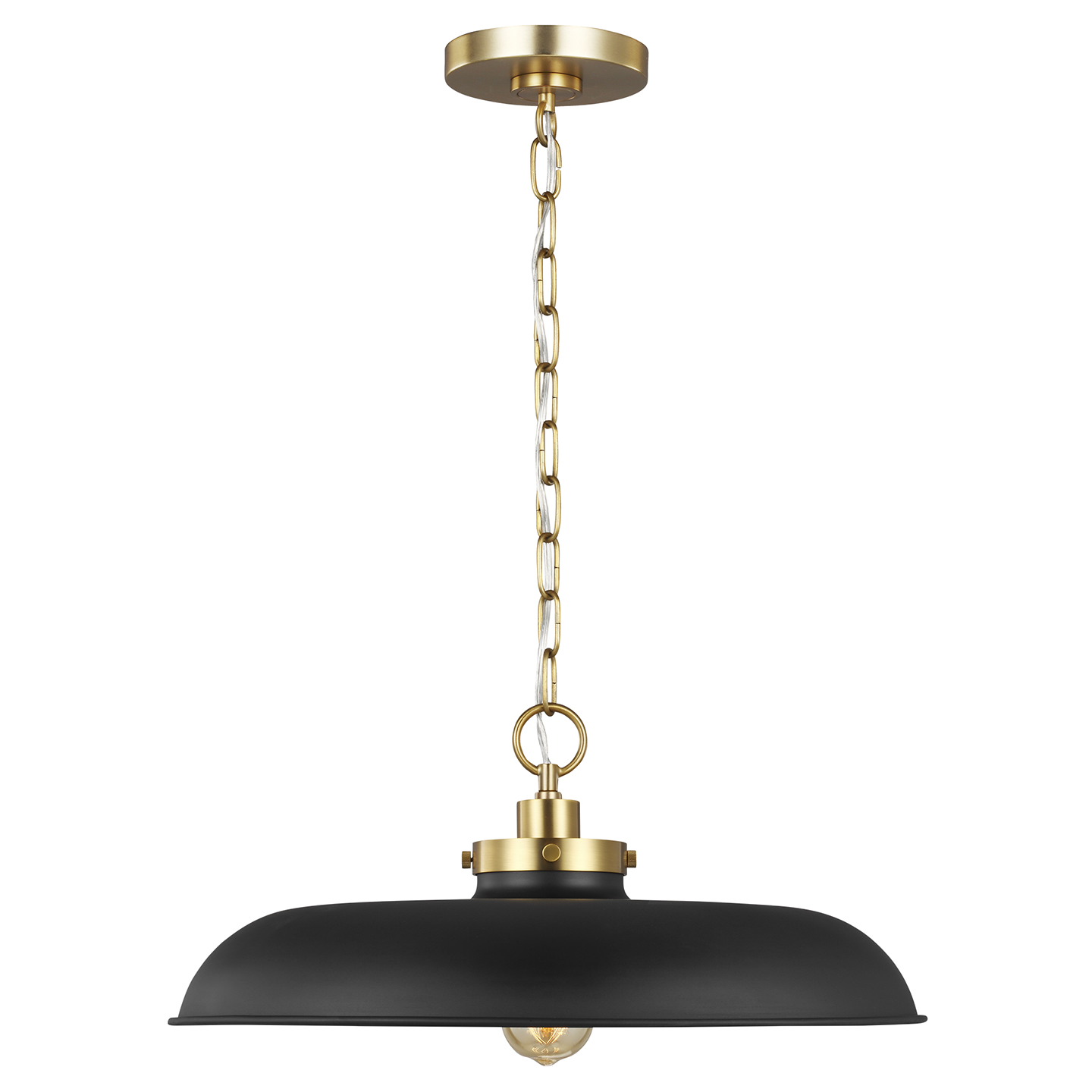 Wellfleet Medium Wide Pendant, Midnight Black and Burnished Brass