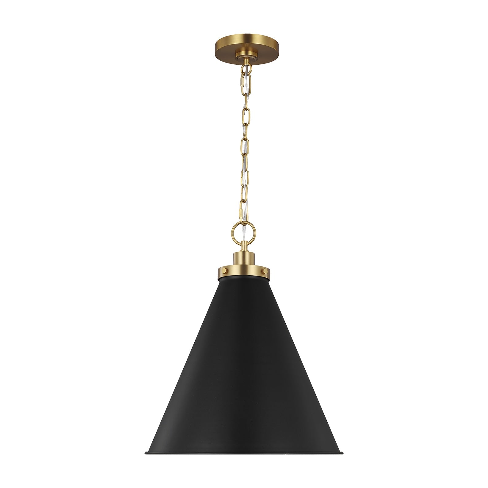 Wellfleet Medium Cone Pendant, Midnight Black and Burnished Brass