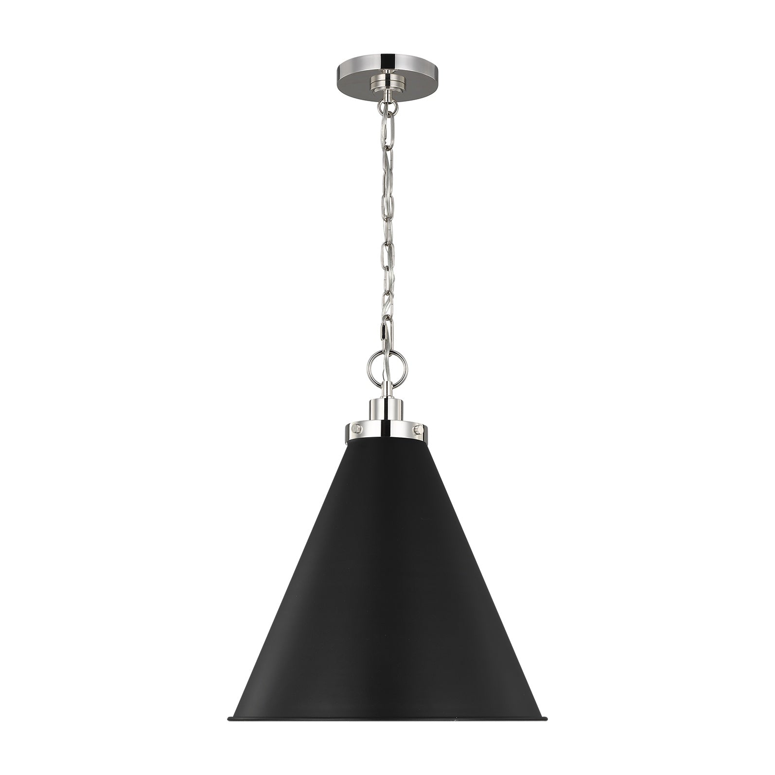 Wellfleet Medium Cone Pendant, Midnight Black and Polished Nickel