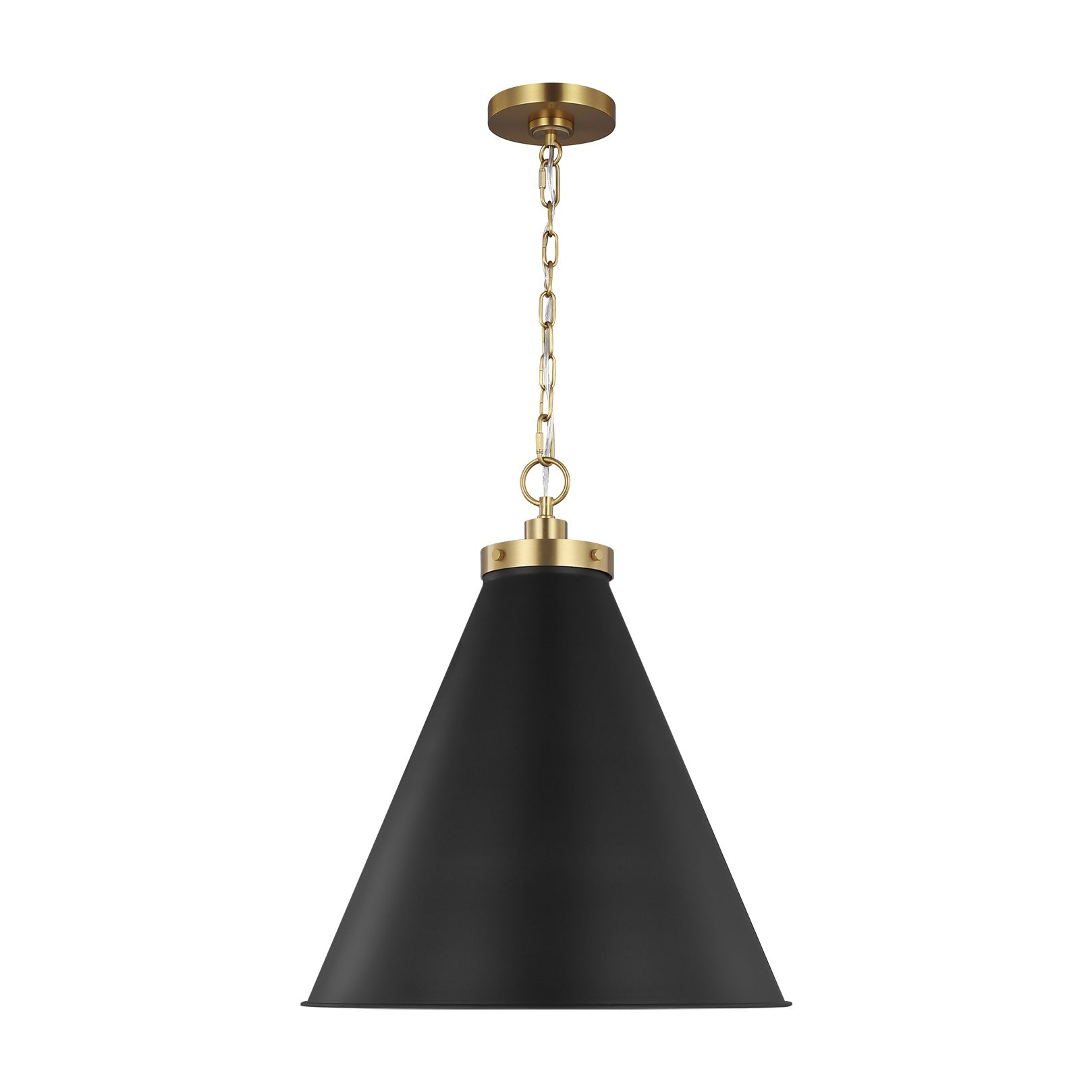 Wellfleet Large Cone Pendant, Midnight Black and Burnished Brass