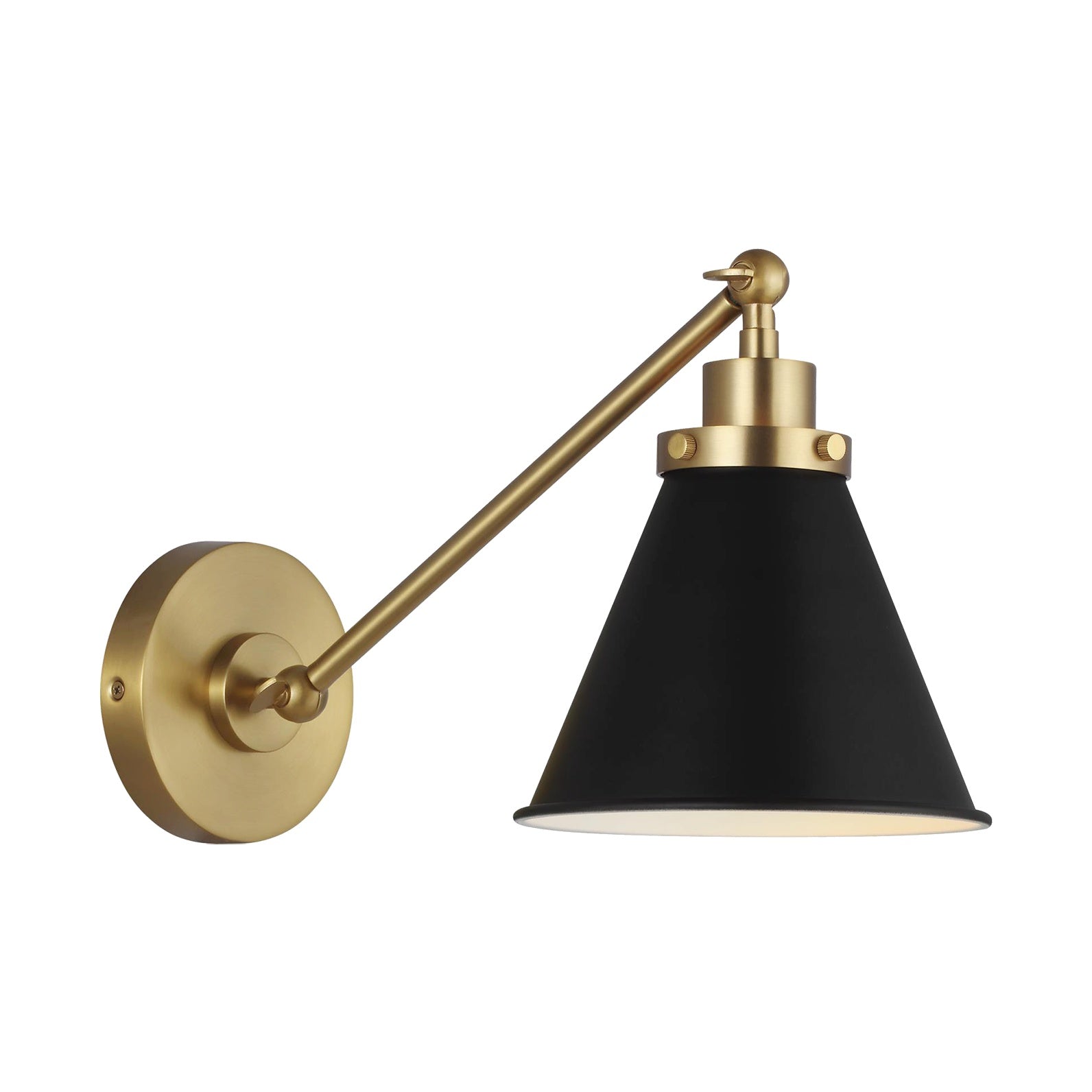 Wellfleet Single Arm Cone Task Sconce LIGHTING - wall bath fixture Visual Comfort - Studio Midnight Black and Burnished Brass