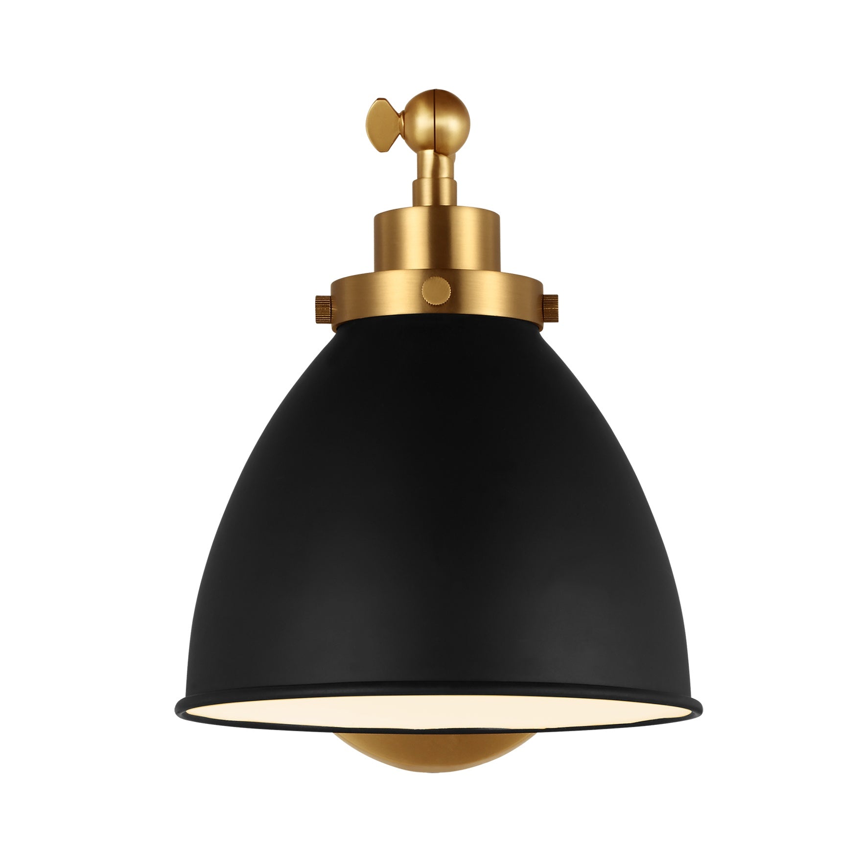 Wellfleet Single Arm Dome Task Sconce, Midnight Black and Burnished Brass