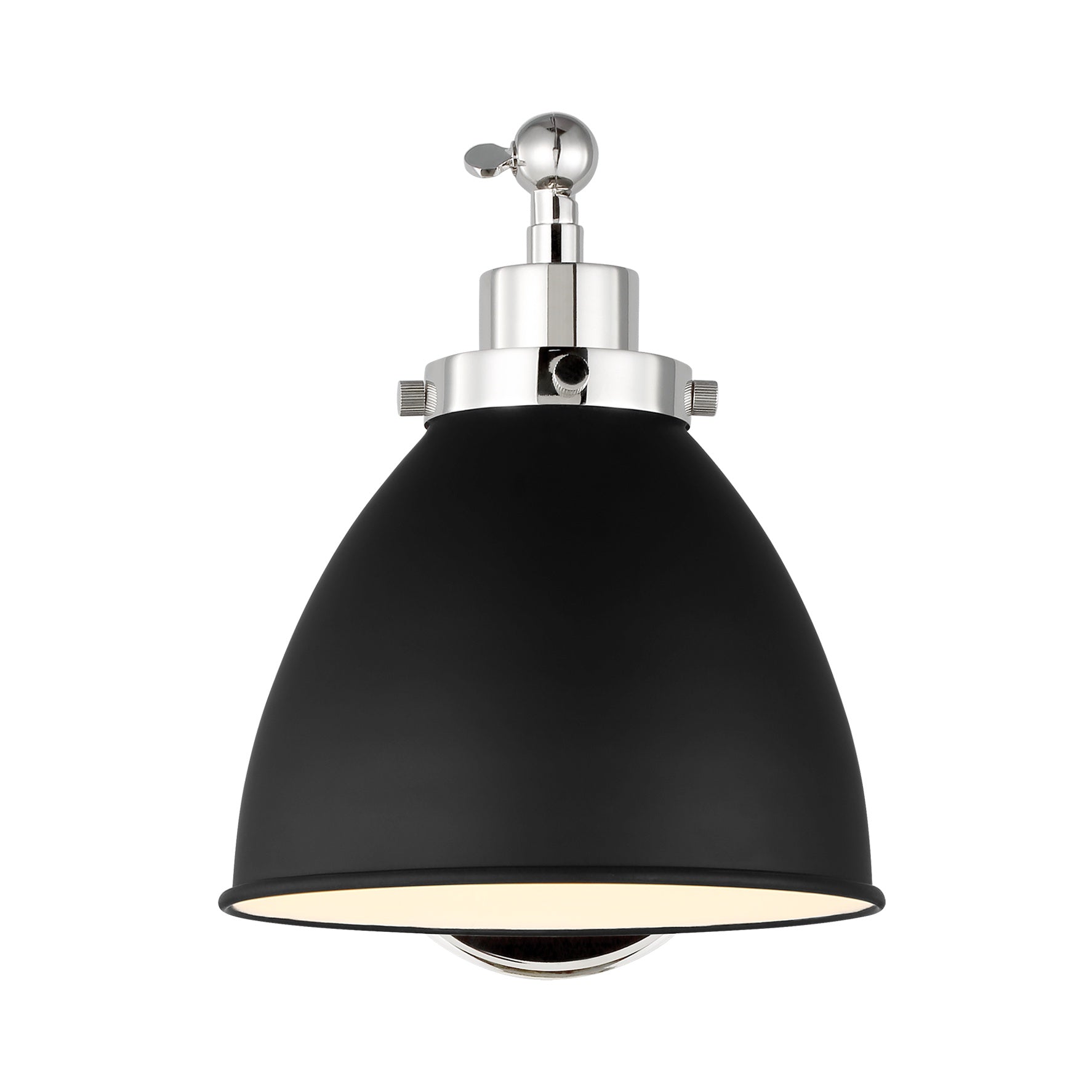 Wellfleet Single Arm Dome Task Sconce, Midnight Black and Polished Nickel