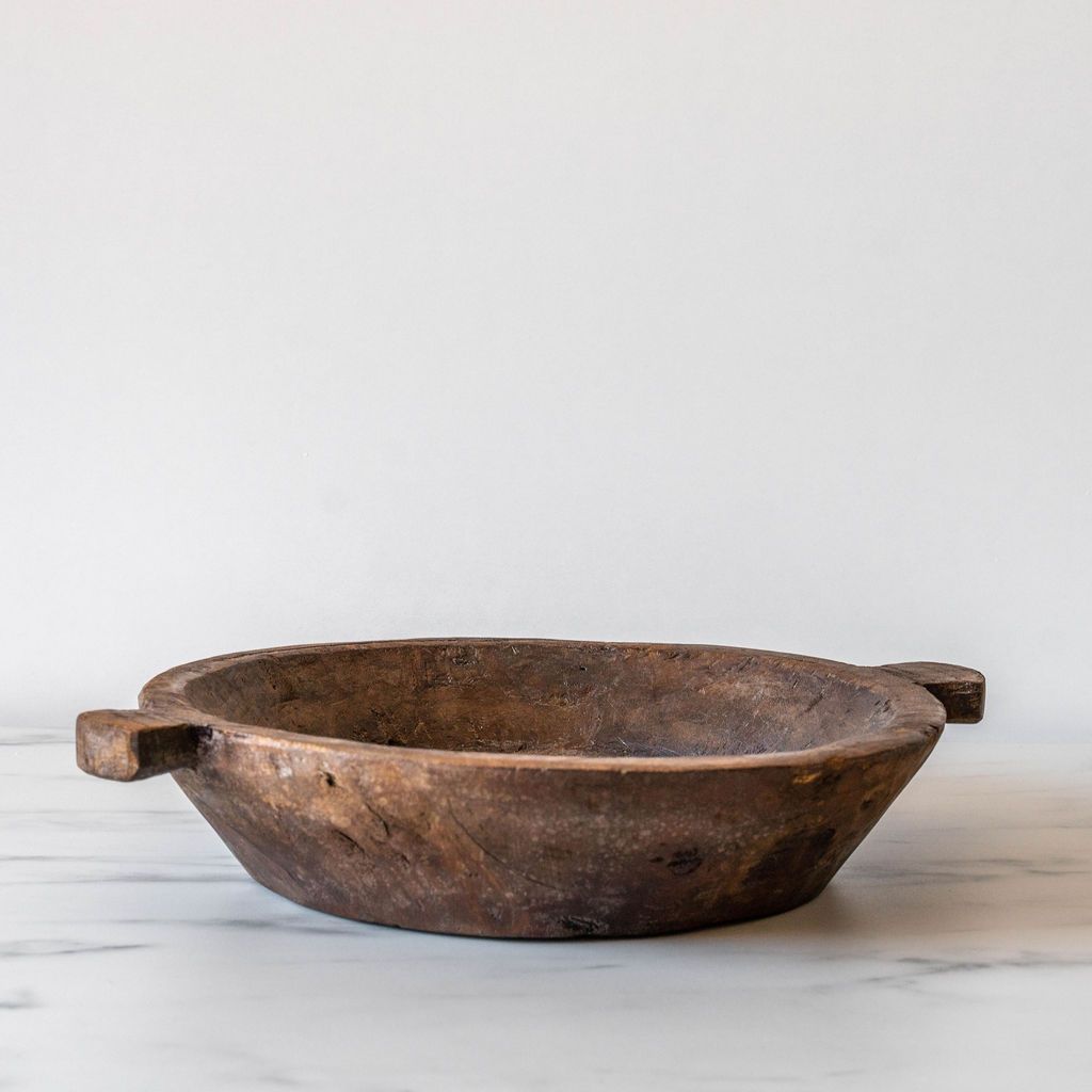 Vintage Dark Wood Large Bowl - Rug & Weave