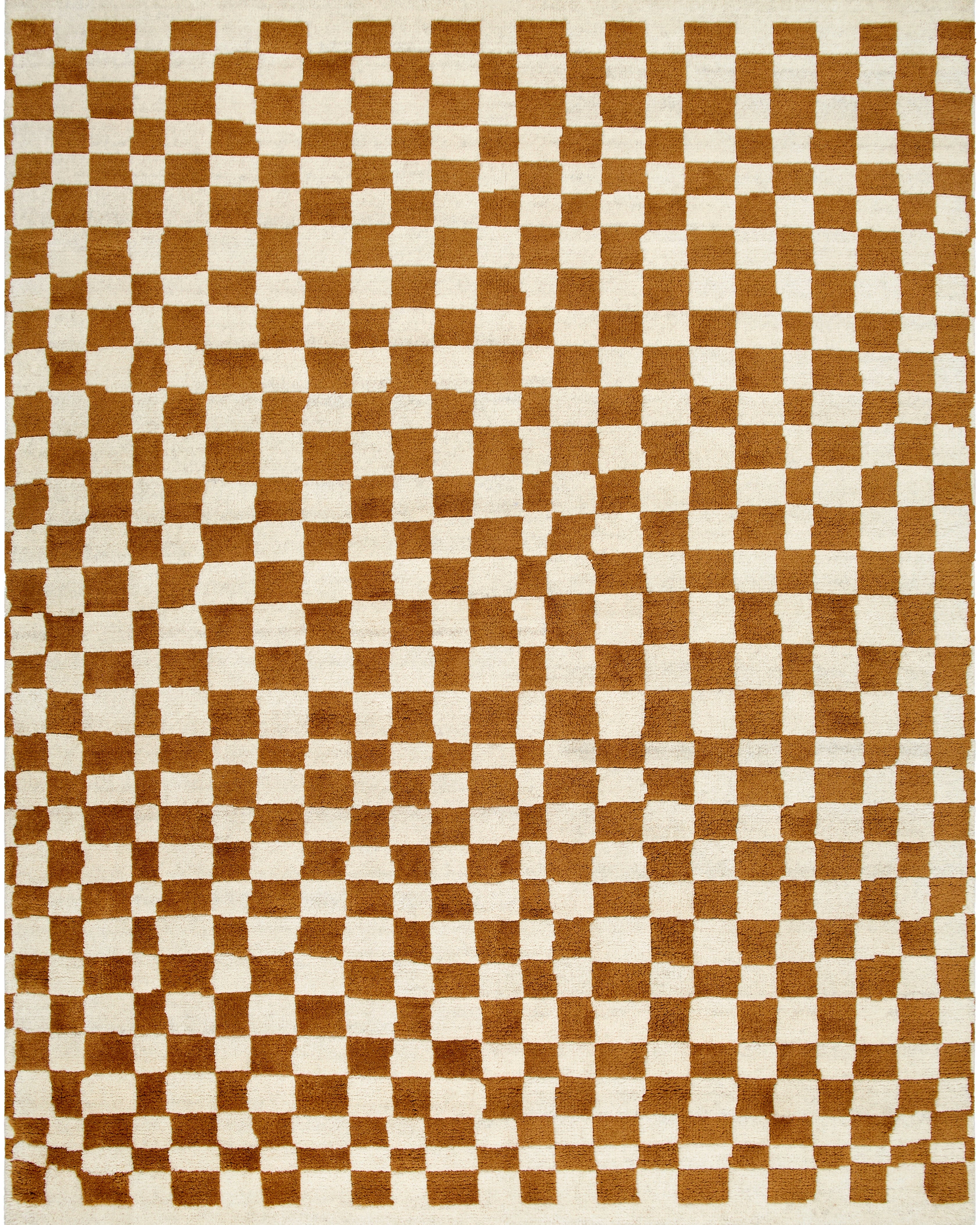 Damian Camel Checkered Rug 0-RUGS - wool Surya