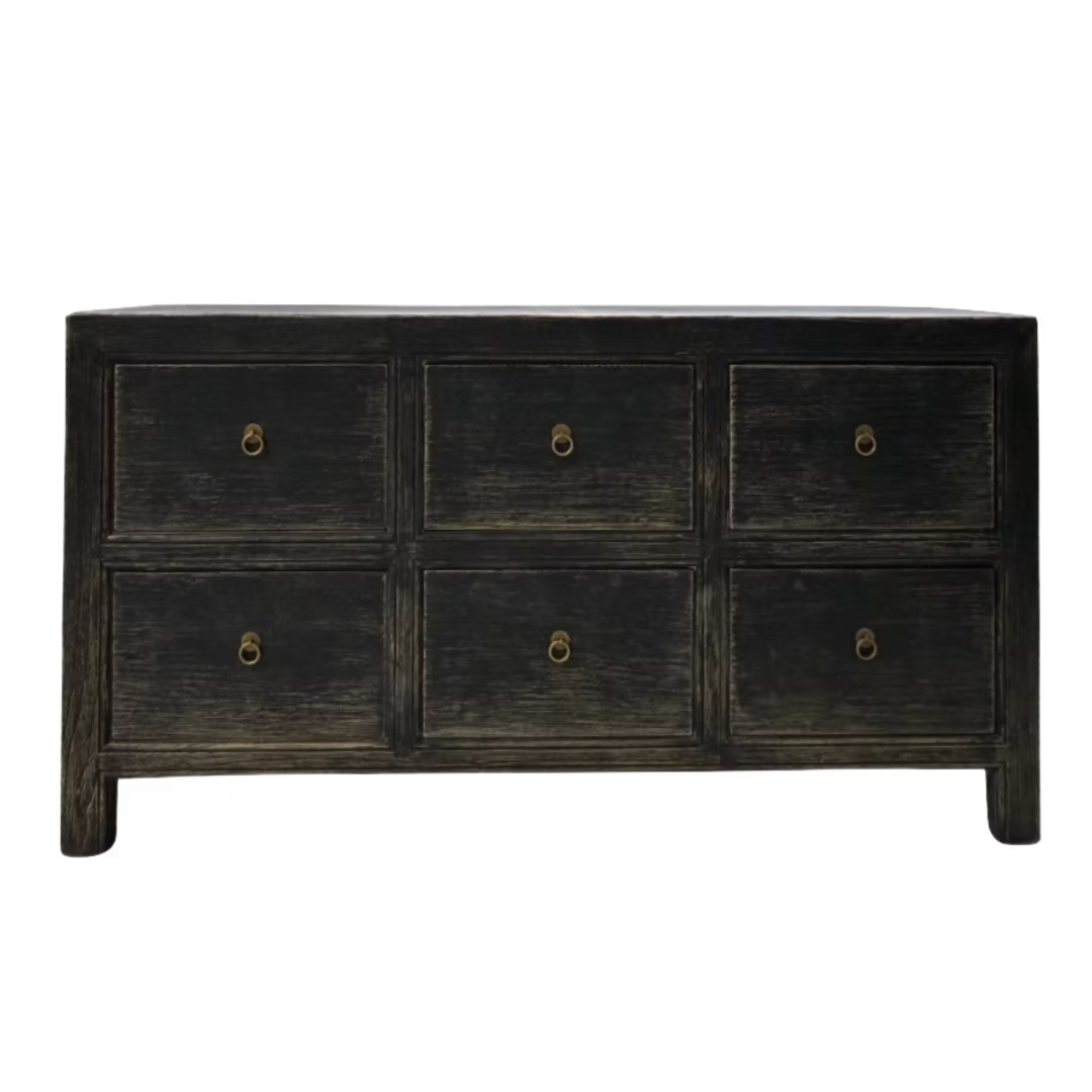 Reid 6 drawer Reclaimed Wood Sideboard 7 - FURNITURE - sideboard/cabinet Hauer Market Distressed Black