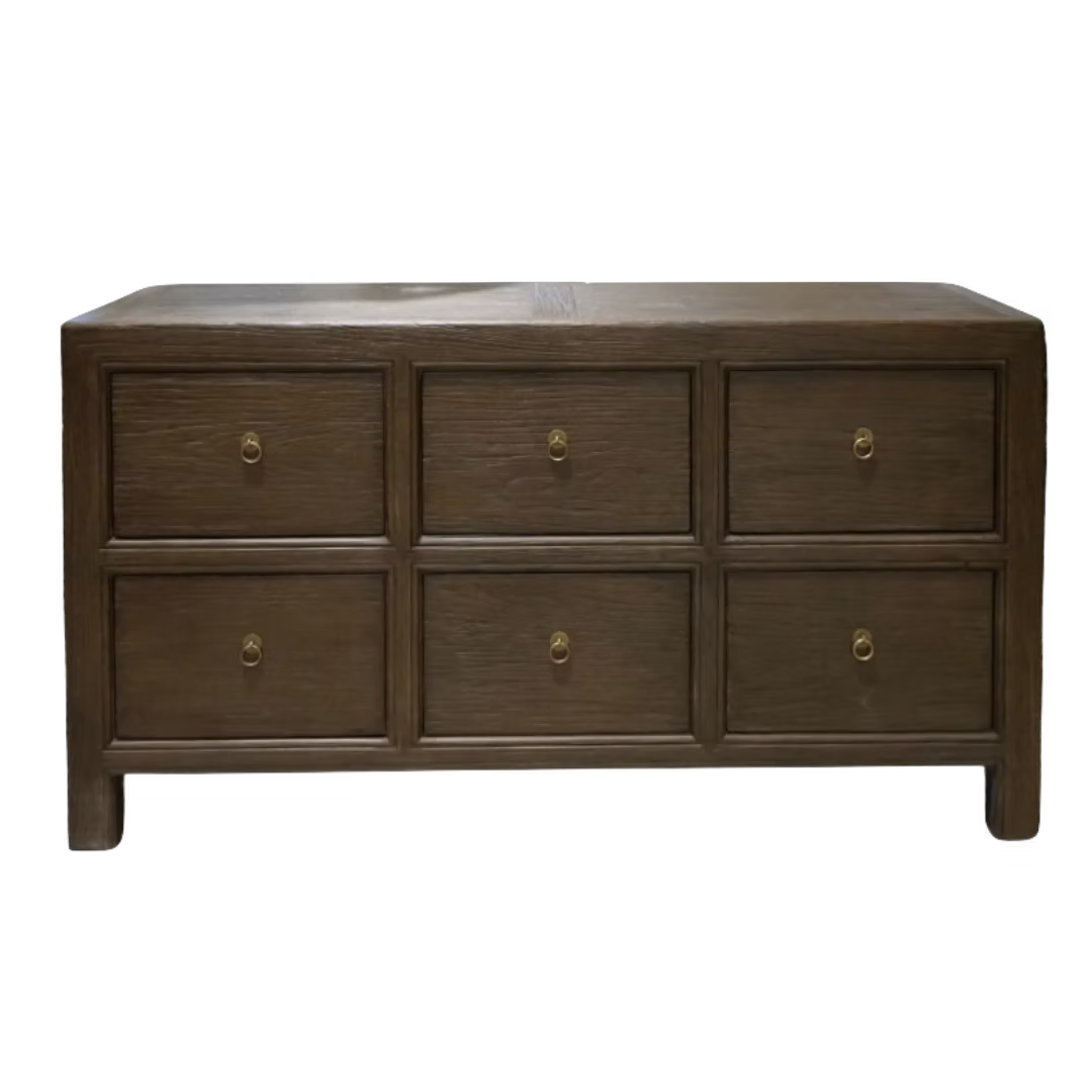 Reid 6 drawer Reclaimed Wood Sideboard 7 - FURNITURE - sideboard/cabinet Hauer Market Aged Brown