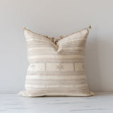 Cream Tussar Fringe Pillow Cover