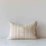 Cream Tussar Fringe Pillow Cover