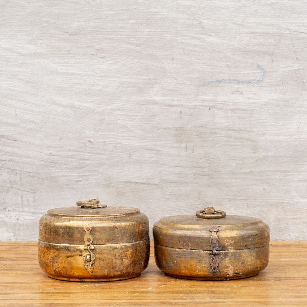 Antique Brass Chapati Box - Rug & Weave