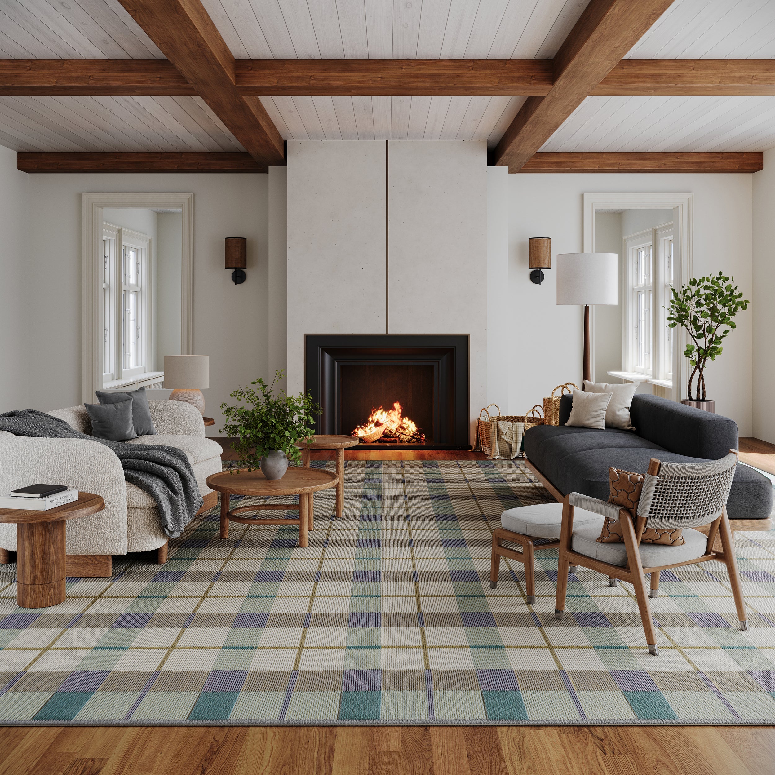 Sundara Modern Plaid Indoor/Outdoor Rug RUGS - synthetic Dash & Albert