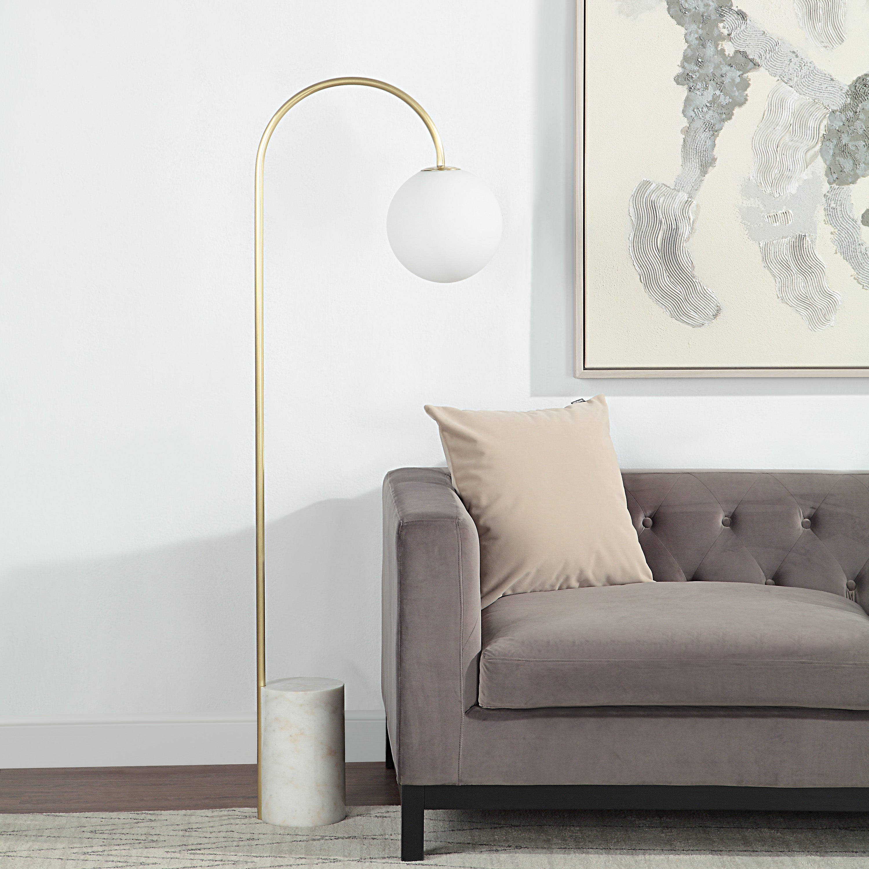 Merlot Floor Lamp Glass Shade LIGHTING - floor lamps Renwil