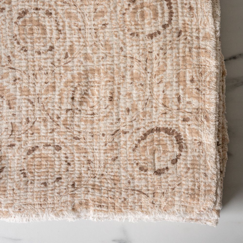 Brown Botanical Print Throw Blanket - Rug & Weave