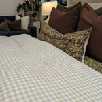 Beige Gingham Linen Duvet Cover - Rug & Weave