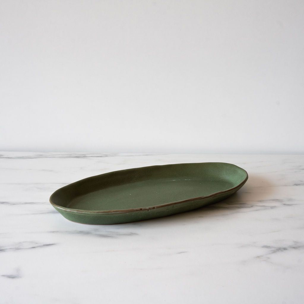 Matte Green Stoneware Platter - Rug & Weave