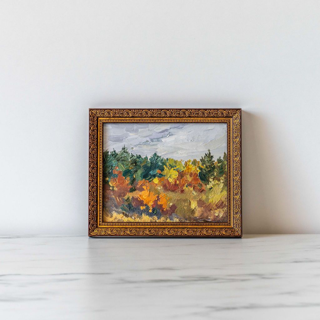"Autumn Trees" Vintage Painting - Rug & Weave