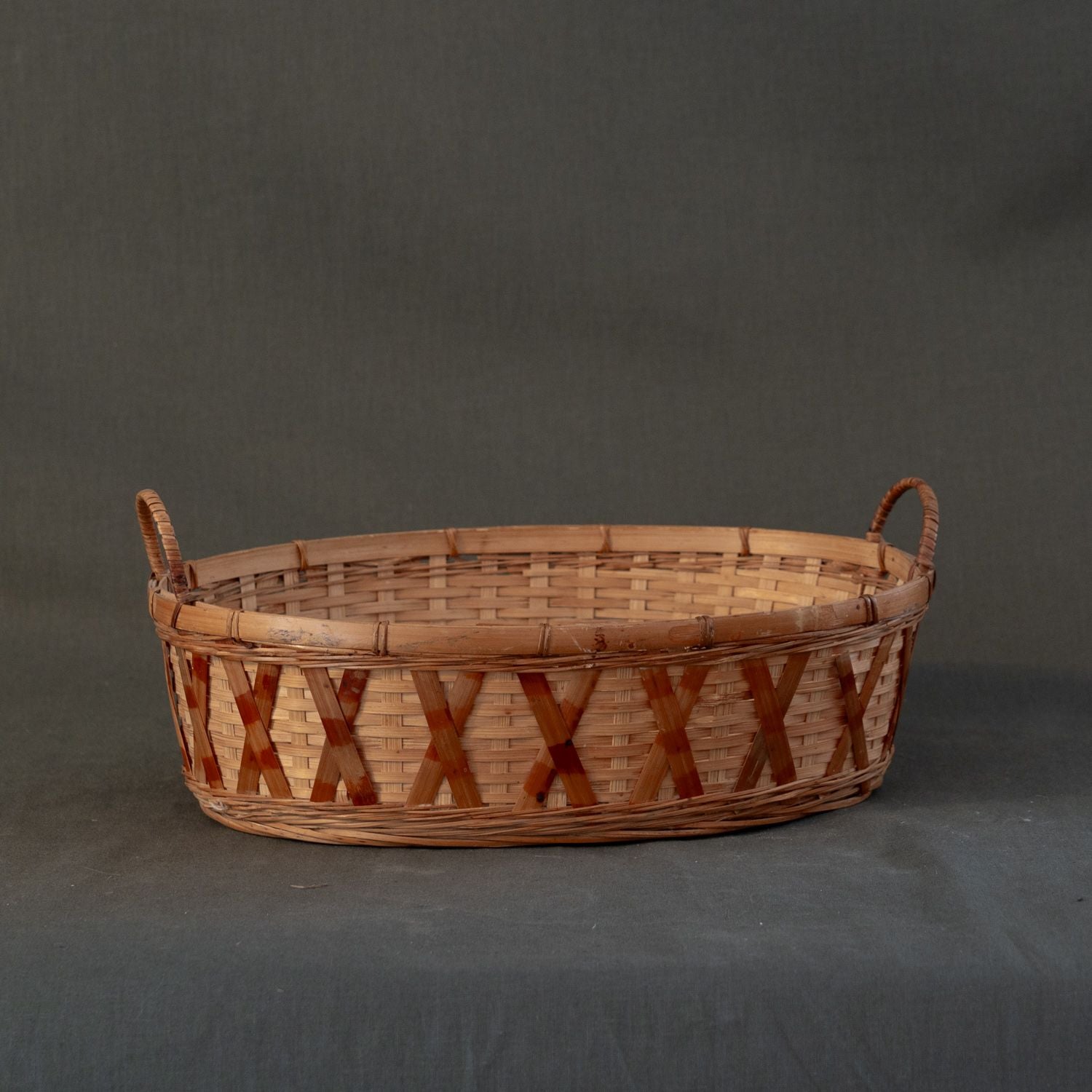 Vintage Oval Basket with Handles - Rug & Weave