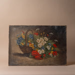 Antique French Floral Still Life Painting VINTAGE - artwork Rug and Weave