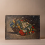 Antique French Floral Still Life Painting VINTAGE - artwork Rug and Weave