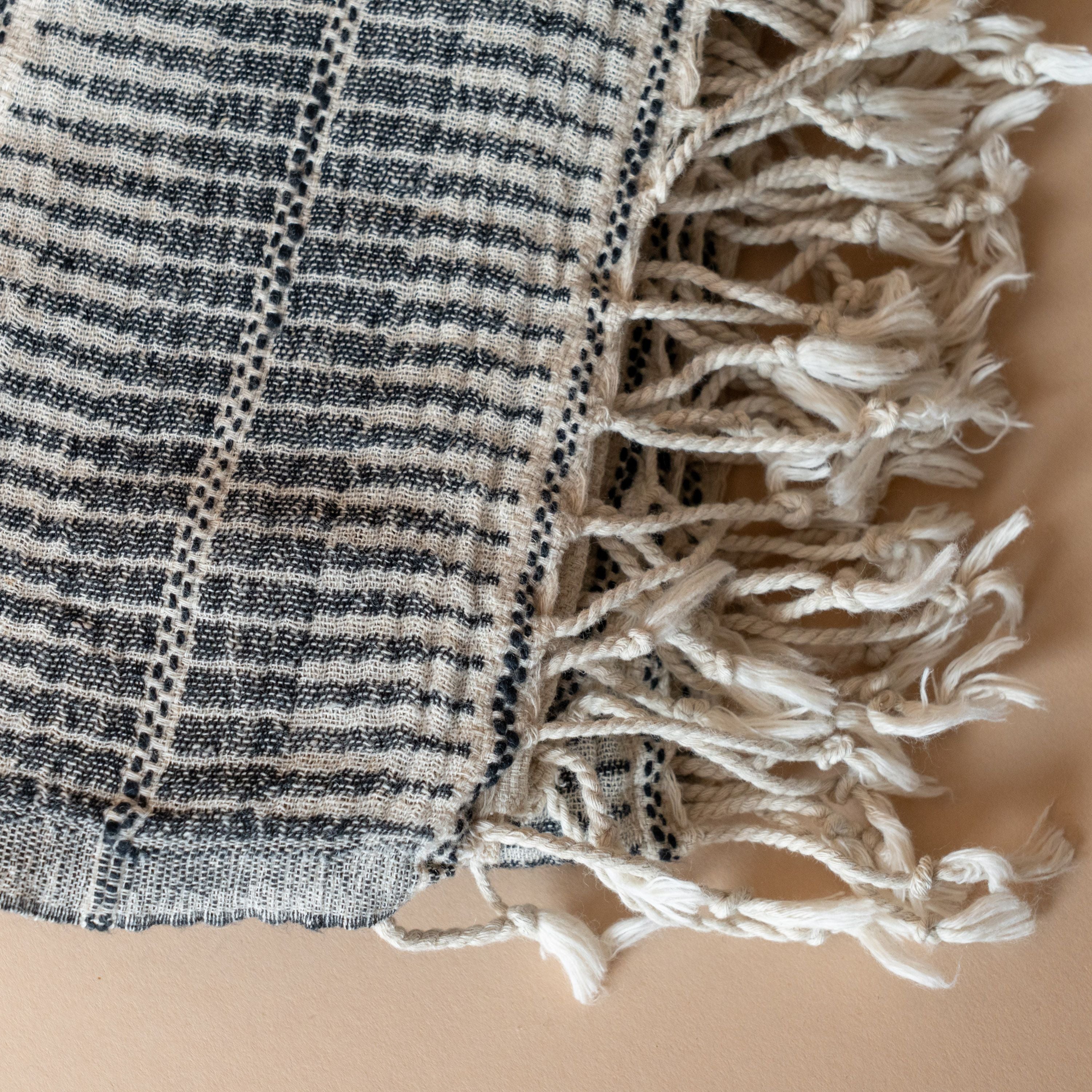 Multi Stripe Bath Towel with Twisted Tassels bath towel Pokoloko