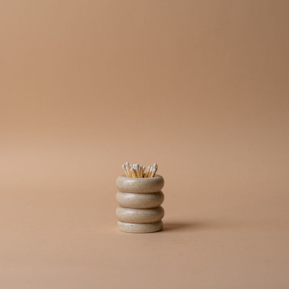 Speckled Ceramic Match Pot matches Mimi & August (Faire) Speckled Grey