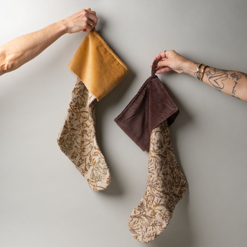 Velvet Block Print Stocking CHRISTMAS 2025 Indaba