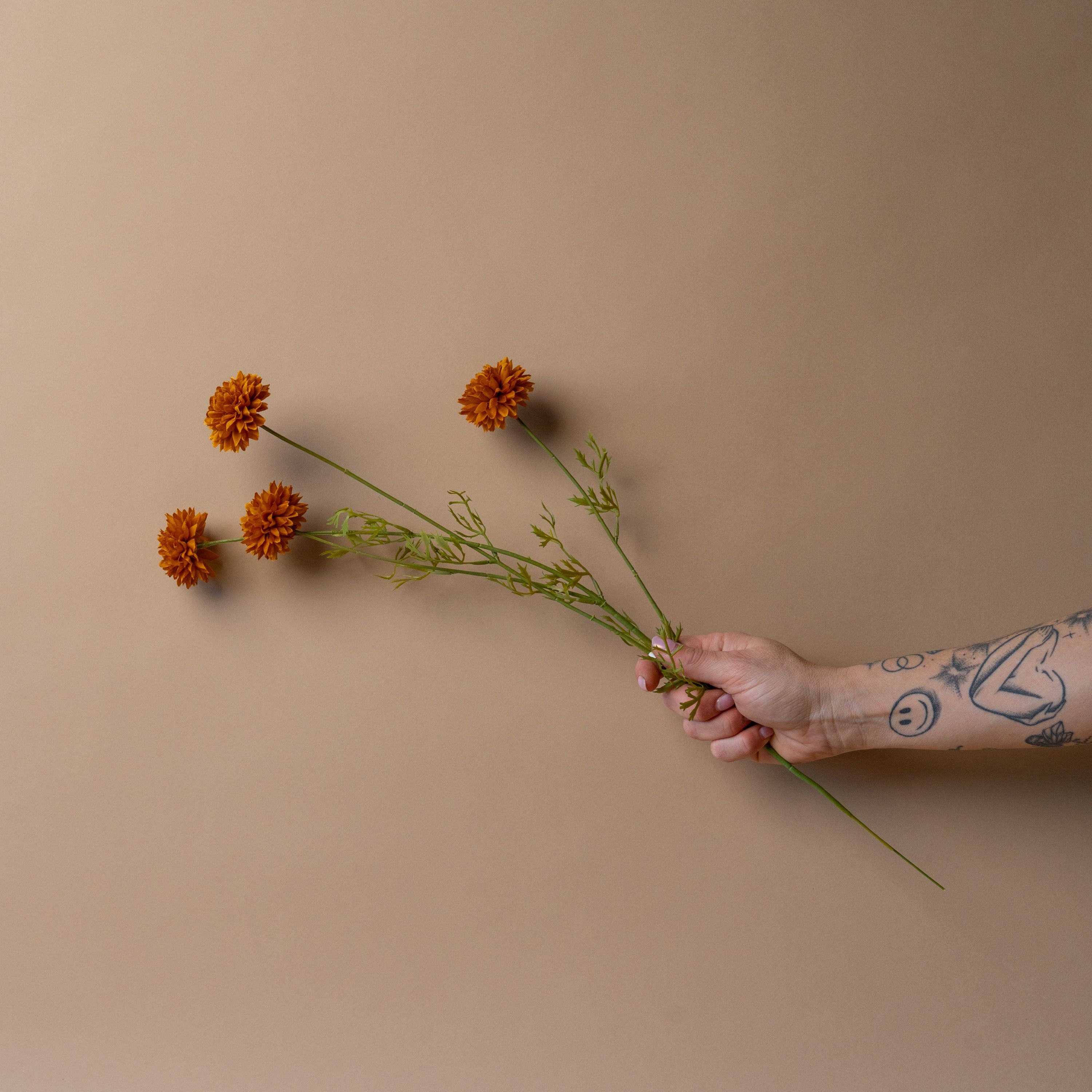 Faux Brown Mini Chrysanthemum Spray faux stem Indaba