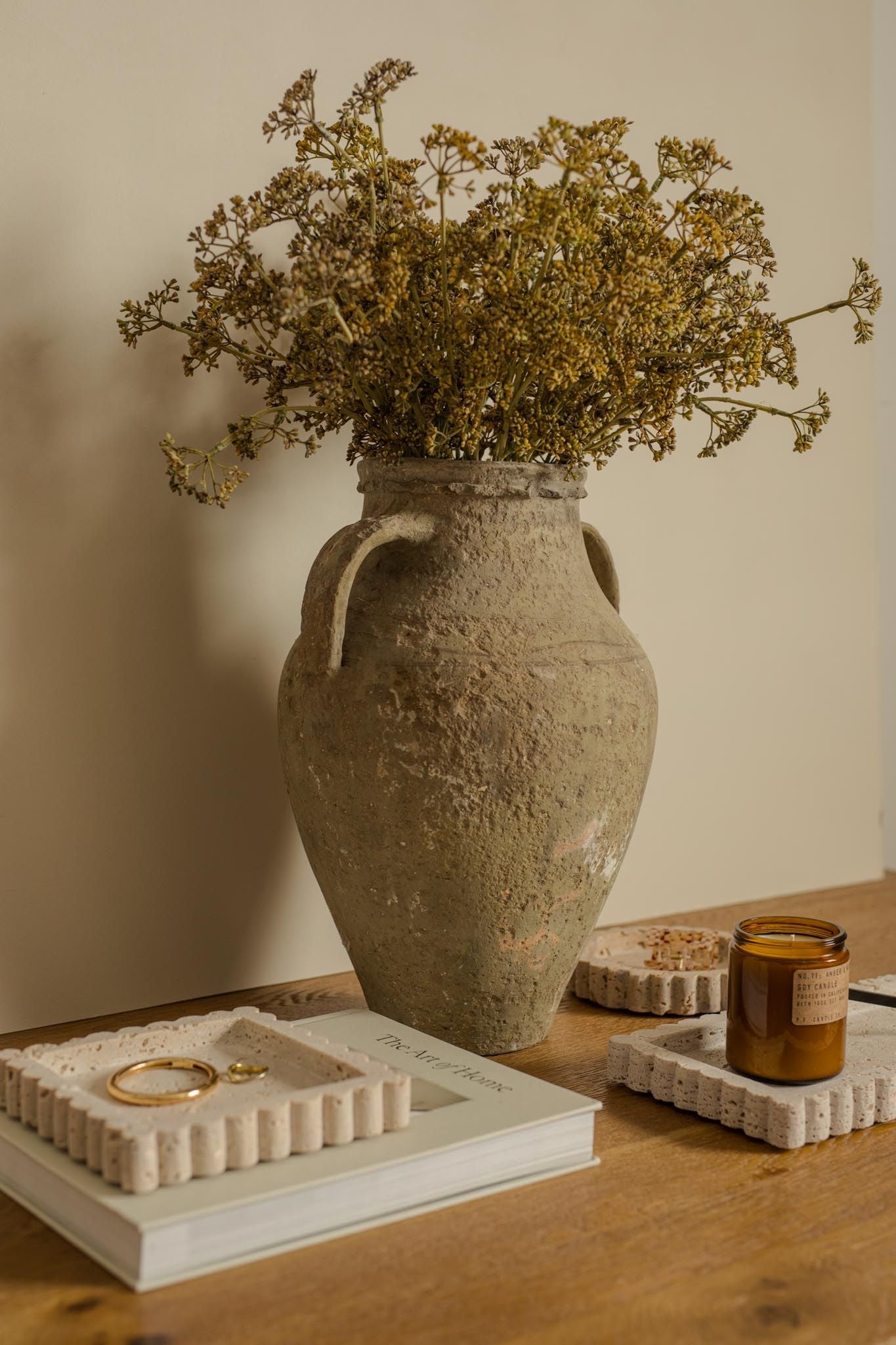 Travertine Scallop Dish - Rug & Weave