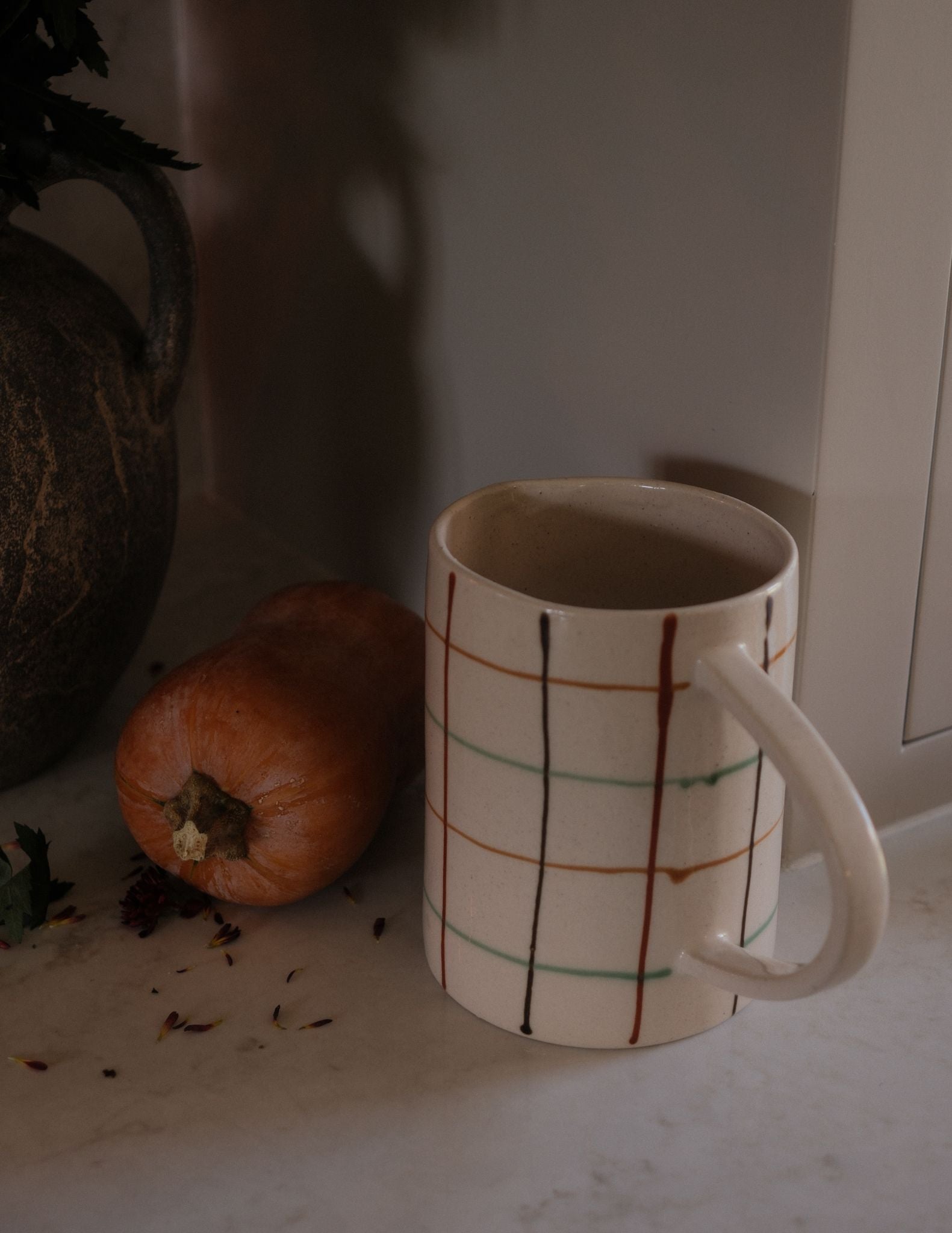 Green & Brown Grid Pattern Pitcher pitcher Creative Co-op (DYA)