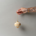 Handmade Paper Mache Ornament - Onion Shape CHRISTMAS 2025 Creative Co-op (DYA) Orange Swirl